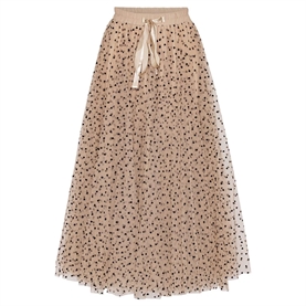 EMM Copenhagen Daisy Tyl Nederdel, Tan With Black Hearts